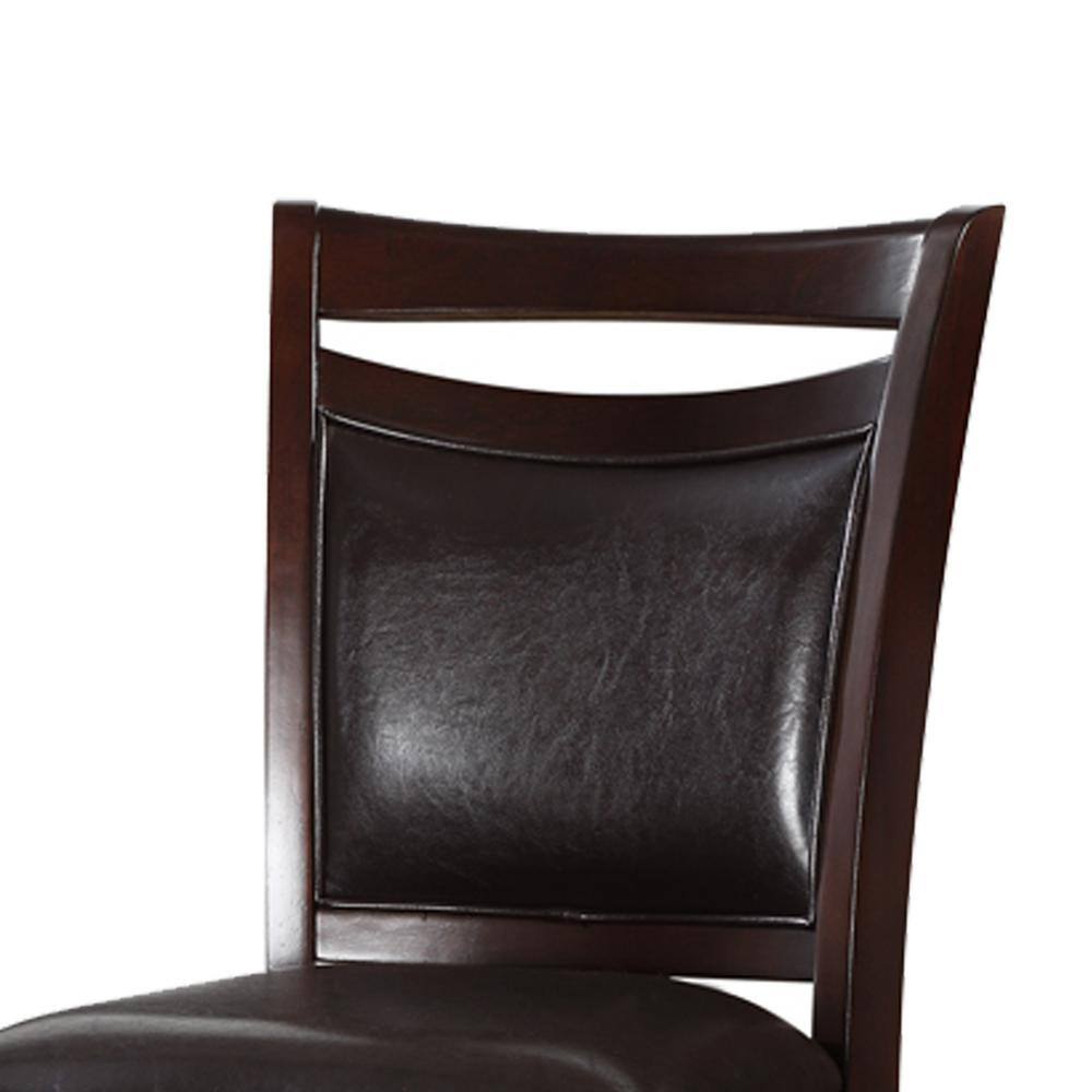 High Black Faux Leather Upholstered Side Chair with Wood Frame