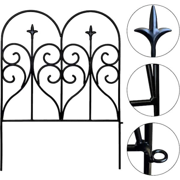 FAWEY TRED INC 32 in. Metal Outdoor Rustproof Metal Dog Pet Fence Animal Barrier Garden Fence (5 panels)