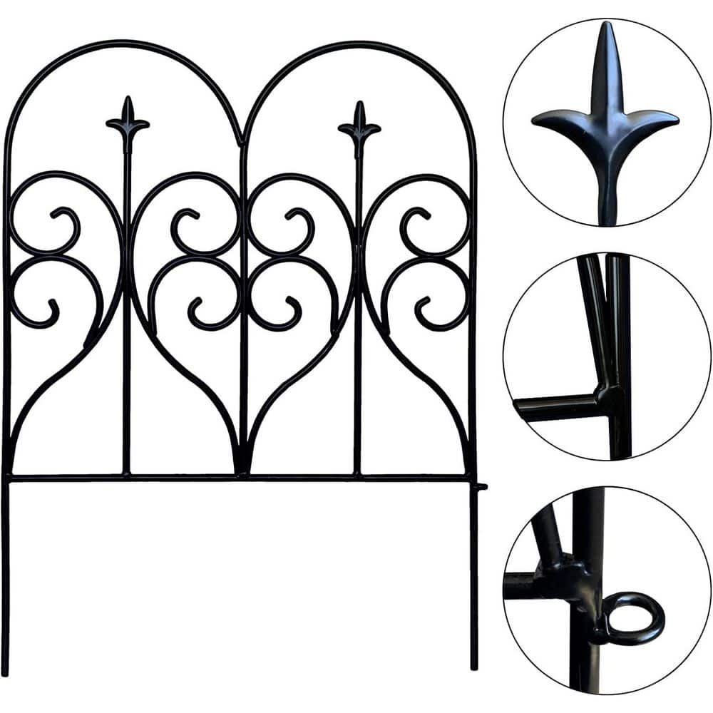 32 in. Metal Outdoor Rustproof Metal Dog Pet Fence Animal Barrier Garden Fe