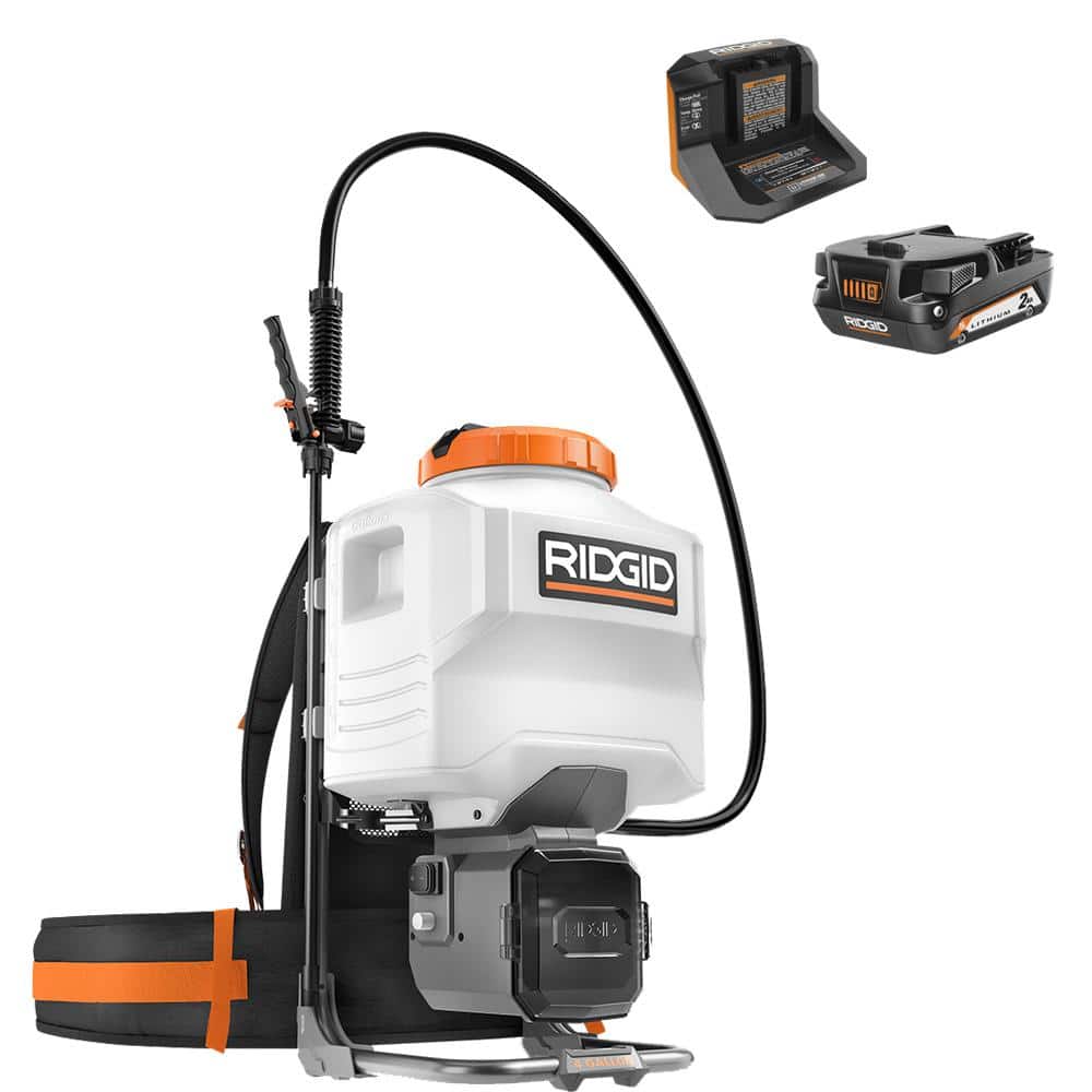 RIDGID 18-Volt Cordless Battery Gal. Backpack Chemical Sprayer with 2.0  Battery and Charger R01501KVNM The Home Depot