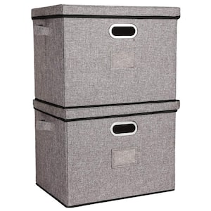 40 qt. Fabric Collapsible Storage Bin with Lid Gray (2-Pack)