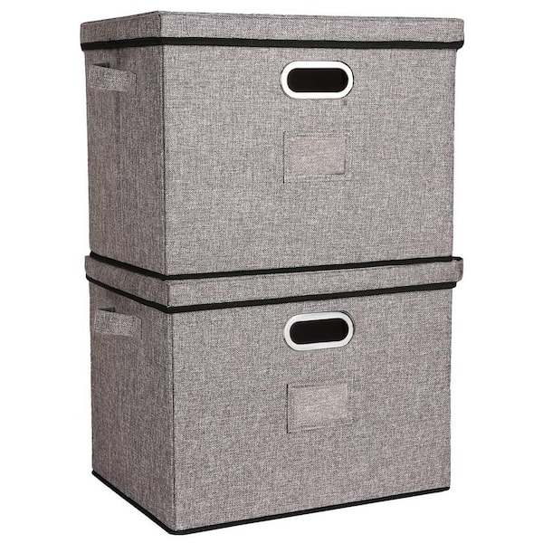 Extra Large Storage Bins With Lids (Set of 2) - Heavy-Duty Empty Fabric  Storage Organizers with Removable Lids & Dual Handles. Great For Photos,  Toy