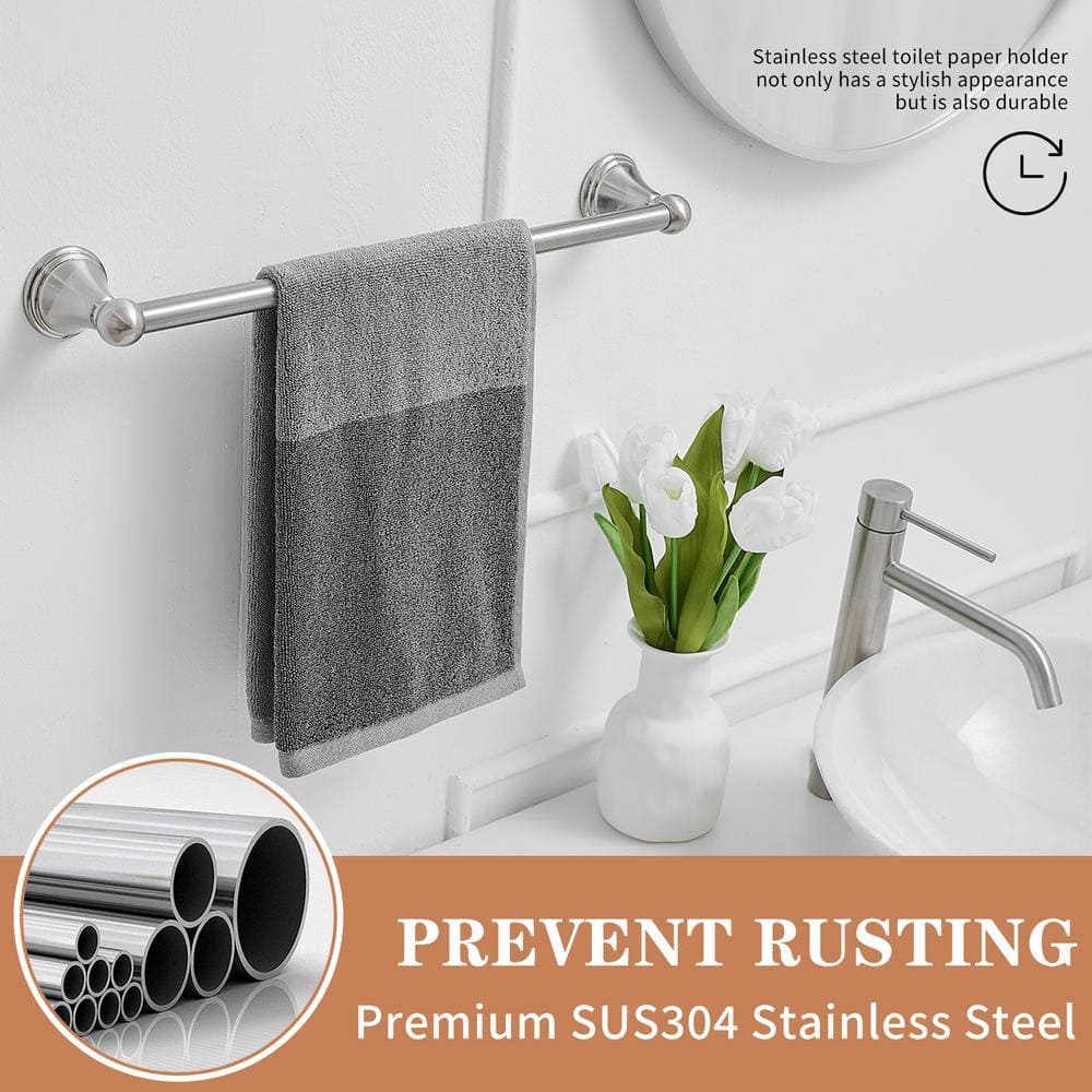 Brushed Nickel 18-Inch Wall Mounted Towel Bar