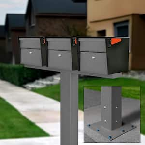 Mail Manager X3 Locking Mailbox Combo Kit with Surface-Mount Post, Granite, Black, 3 Compartment High Security Cluster