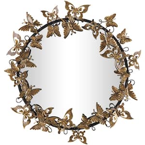 28 in. x 28 in. Round Frameless Gold Wall Mirror