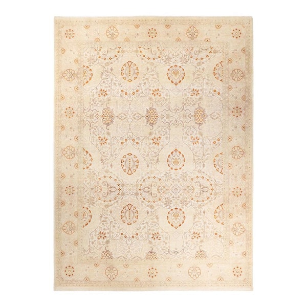 Solo Rugs Mogul One-of-a-Kind Traditional Ivory 8 ft. 8 in. x 11 ft. 10 in. Floral Area Rug