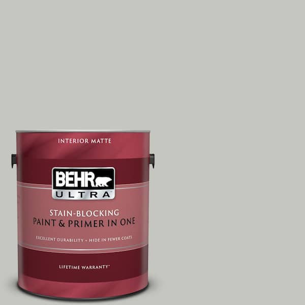 BEHR ULTRA 1 gal. #UL260-16 Silver Sateen Matte Interior Paint and Primer in One