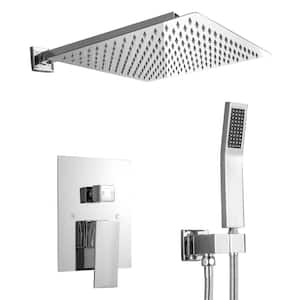 2-Spray Patterns 1.8 GPM 12 in. Wall Mount Rain Shower Head with Handheld Shower,Dual Shower Head System in Chrome