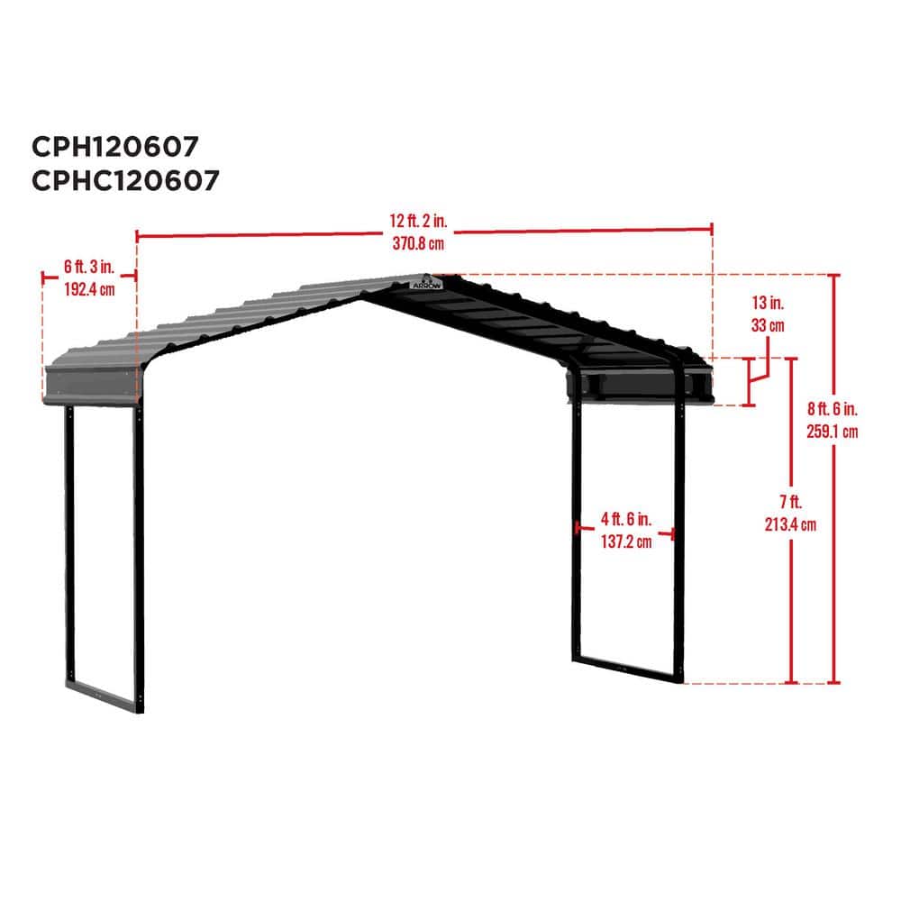 Charcoal Galvanized Steel 12' x 6' Canopy Shelter