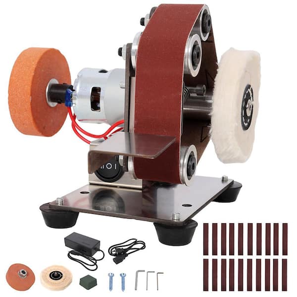 Mini Electric Belt-Sander Knife-Sharpener Sanding Machine 96W, 7 Speed Adjustable Power Polisher Polishing Grinding Tool