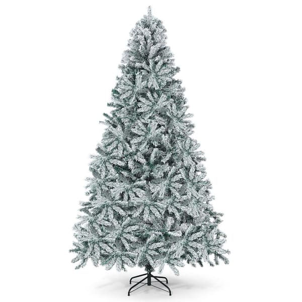 7.5 ft. Unlit Snow Flocked Pre-Hinged Spruce Artificial Christmas Tree with 1,346-Branch Tips and Metal Stand