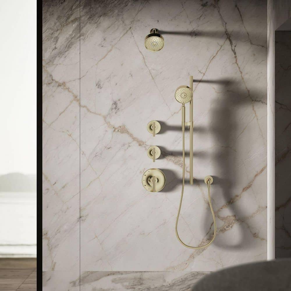 Vibrant French Gold Multi-Function Wall Mount Showerhead