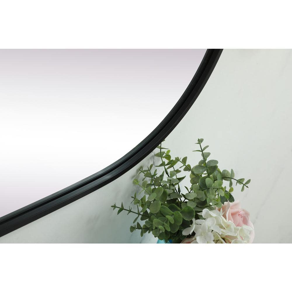 Black Metal Framed Oval Full Length Vanity Mirror