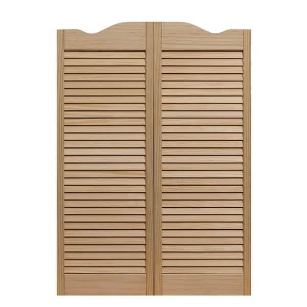 Pinecroft 36 in. x 42 in. Louvered Wood Cafe Door