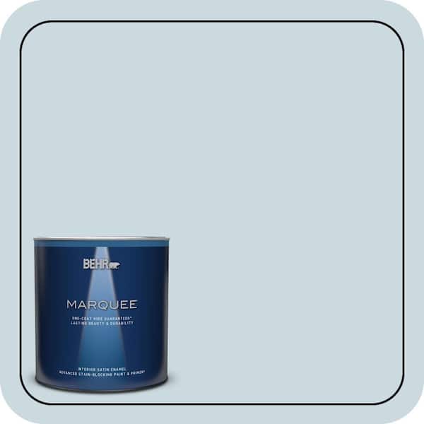 BEHR MARQUEE 1 qt. #MQ3-53 Sky Light View One-Coat Hide Satin Enamel Interior Paint & Primer
