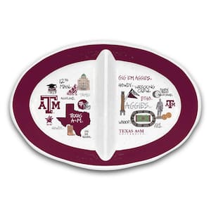 Texas A&M 16.5 in. Assorted Colors 2 Section Melamine Serving Platter