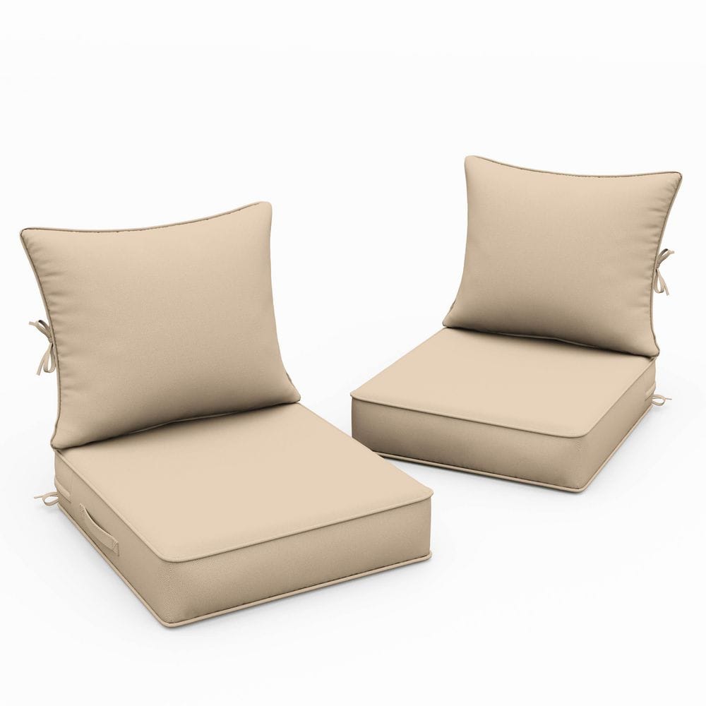 22 in. x 22 in. x 4 in. (2-Pack) Water-Resistant Outdoor Patio Furniture Replacement Deep Seat Cushions, Sand price history on PriceWatchPro