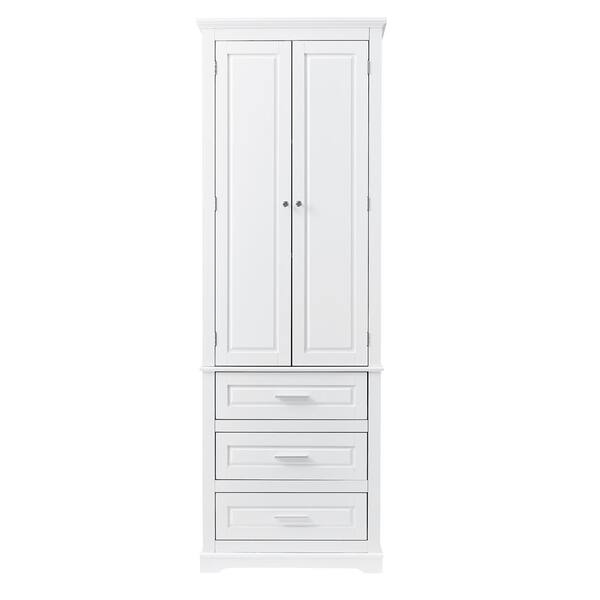 Nestfair 24 in. W x 15.7 in. D x 70 in. H White Wood Linen Cabinet with ...