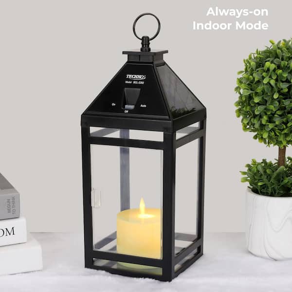 TECHKO 45 Lumens Solar Outdoor Black Classic Sconce Lantern