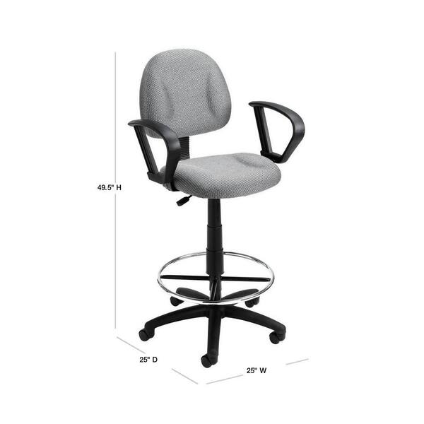 Grey Drafting Stool With Loop Arms B1617 Gy, Drafting Stools With Arms