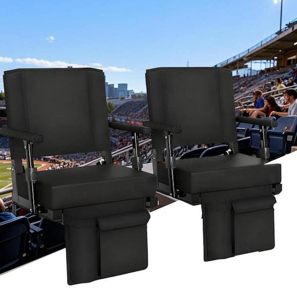 Stadium Seat with Back Support - Bleacher Chair with Back and Cushion with Armrest, Storage Pockets and Foldable Design