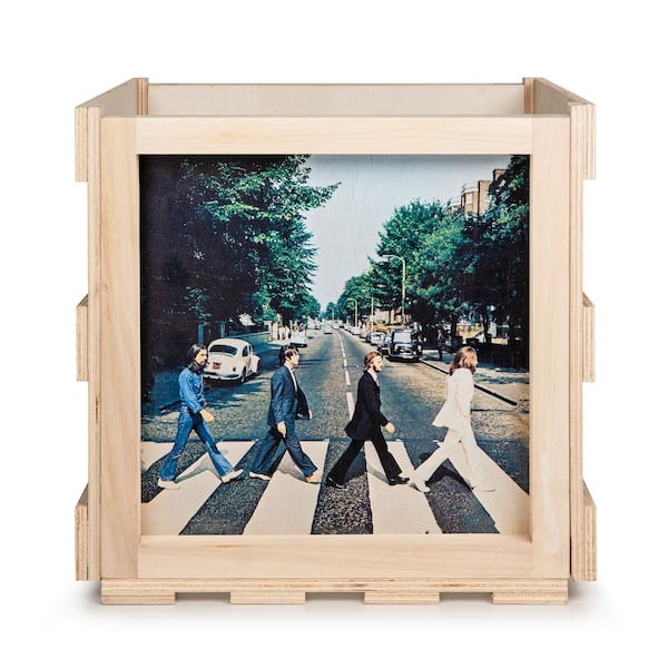 Crosley The Beatles Abbey Road Stackable Record Storage Crate in Natural