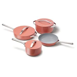 Styled Settings Pink Pots and Pans Set Nonstick - 15 PC Luxe Gold and Pink Cookware Set - Induction Compatible, 100% PFOA Free Cookware Set