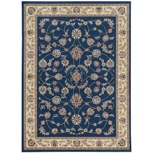 Como Navy 3 ft. x 5 ft. Traditional Oriental Scroll Area Rug