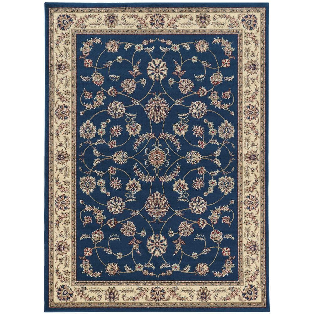 Como Navy 9 ft. x 12 ft. Traditional Oriental Scroll Area Rug