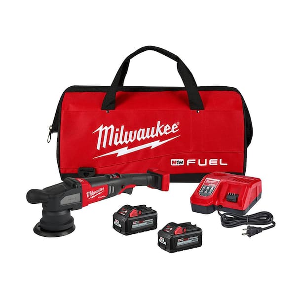 Milwaukee M18 FUEL18V Lithium-Ion Brushless Cordless 15 mm DA Polisher Kit with (2) M18 Batteries, Charger and Bag