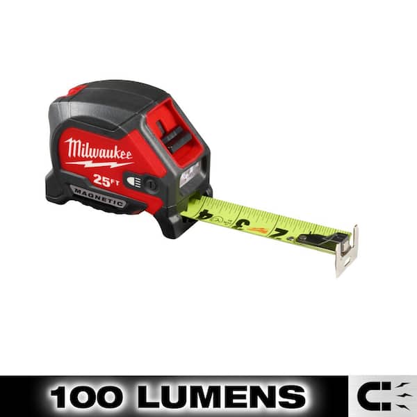 25 ft. x 1-1/16 in. Compact Wide Blade Tape Measure with LED