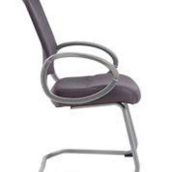 Charcoal Gray High Back Mesh Guest Chair with Pewter Metal Base