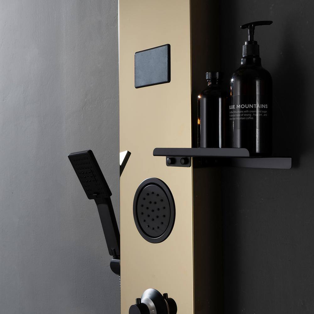 Gold and Black Stainless Steel Shower Panel System with Rainfall Shower Head