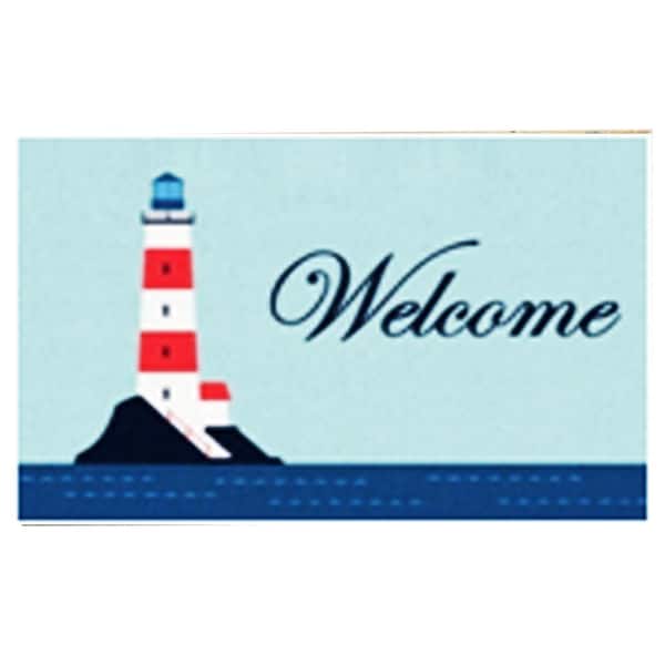 TrafficMaster Welcome Lighthouse Blue Multi 24 in. x 36 in. Coir Non-Slip Indoor Outdoor Door Mat