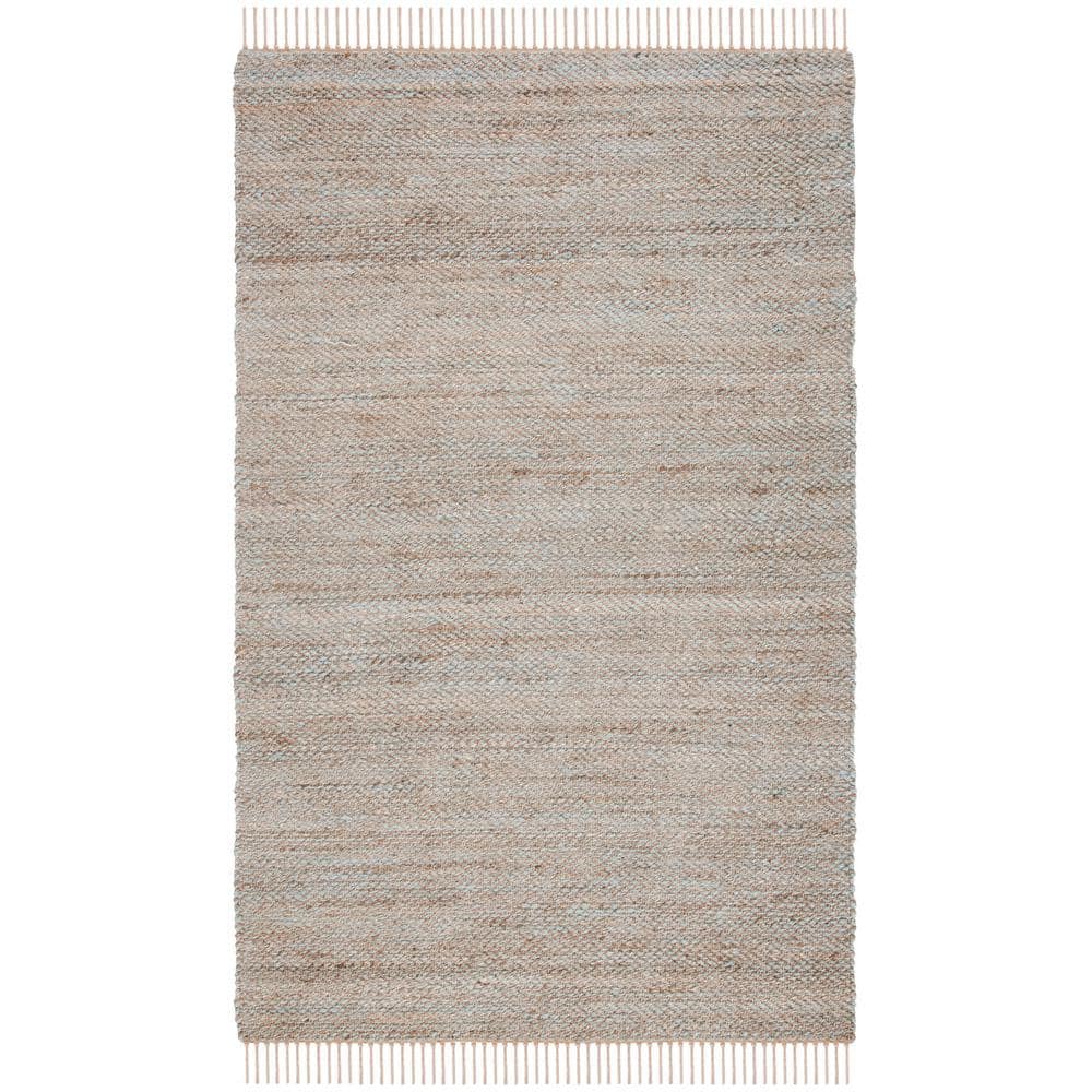 Woven Thread Rug SAFAVIEH Natural Fiber Beige/Teal 5 ft. x 8 ft. Woven Thread Area Rug ...