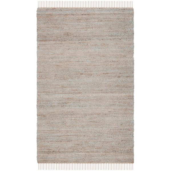 SAFAVIEH Natural Fiber Beige/Teal 6 ft. x 9 ft. Woven Thread Area Rug