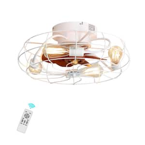 19.6 in. 4-Light Indoor White Cage Ceiling Fan with Light Kit and Remote Control