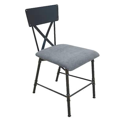 Brantley Gray Fabric and Gunmetal Tasks Chair with Seat Cushion
