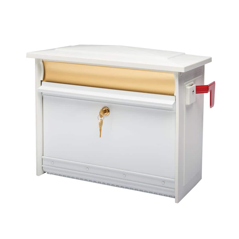 Medium White Aluminum Locking Wall Mount Mailbox