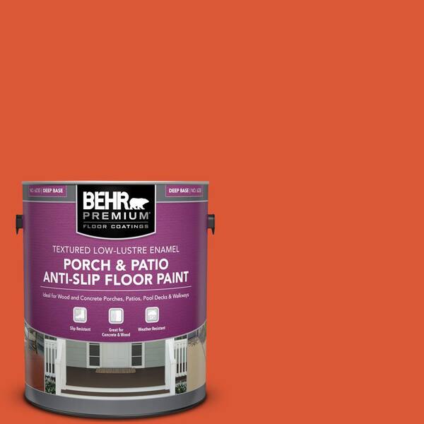 BEHR PREMIUM 1 gal. #P190-7 Inferno Textured Low-Lustre Enamel Interior/Exterior Porch and Patio Anti-Slip Floor Paint