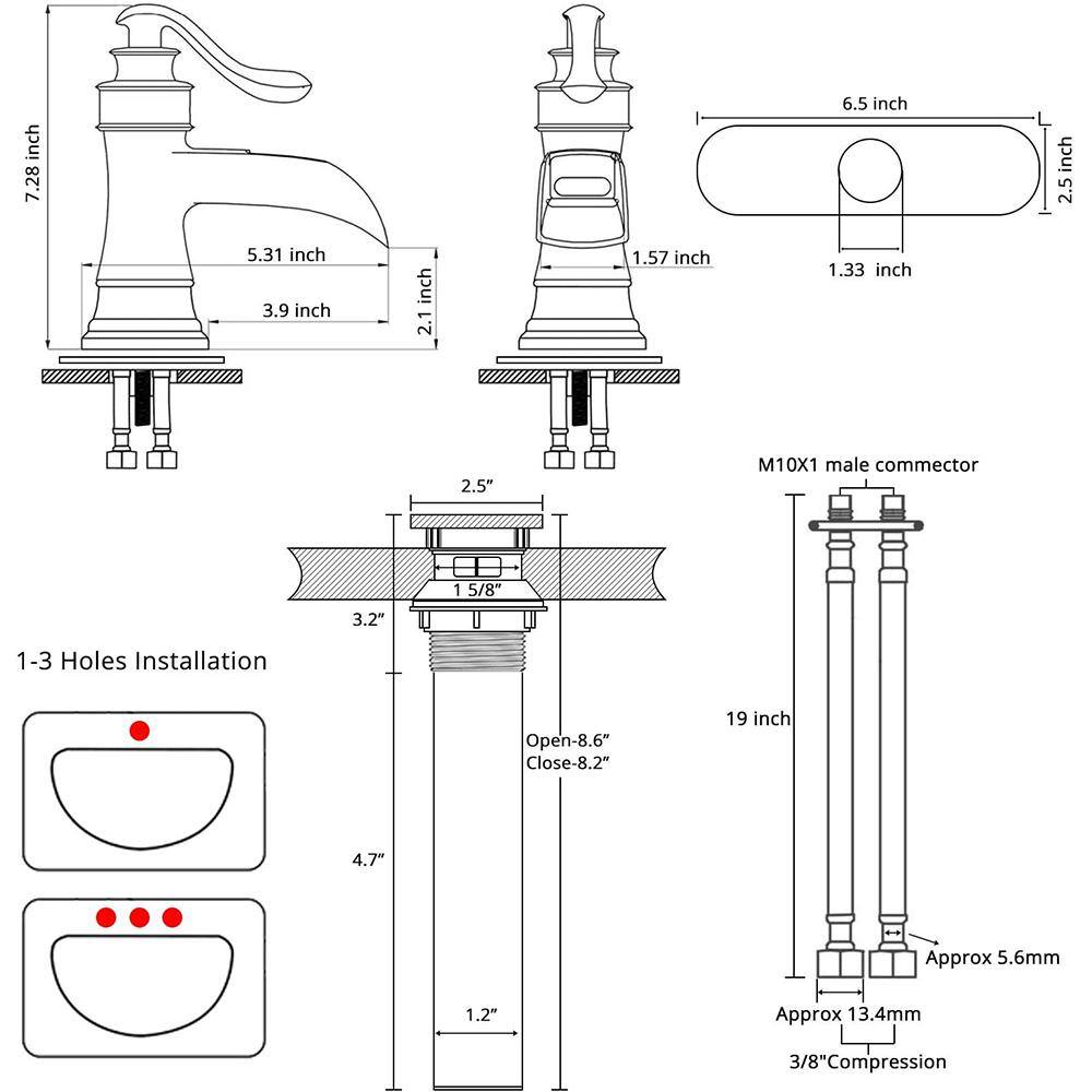 Brushed Nickel Waterfall Single-Handle Bathroom Faucet with Drain Assembly