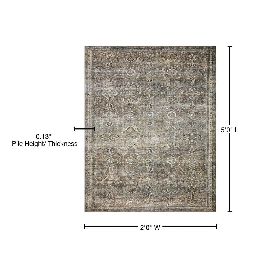 Layla Antique Moss Rectangular Synthetic Reversible Rug 2' x 5'