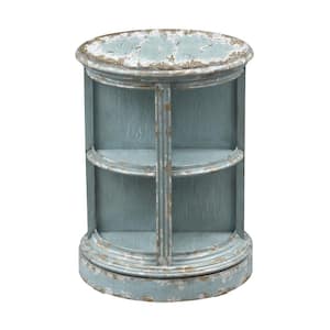 Blue and Tan Swivel Accent Table
