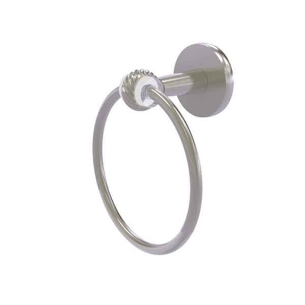 Allied Brass Clearview Collection Wall Mounted Towel Ring with Twisted Accents in Satin Nickel