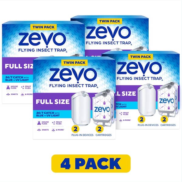 Flying Insect Trap Full Size 2-Plug In Devices and 2-Refill Cartridges(4-Pack)