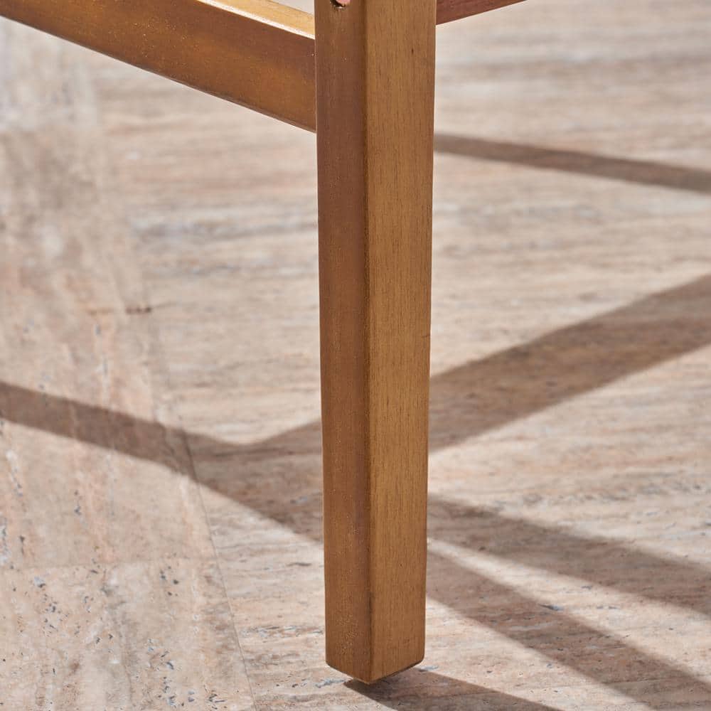 Rustic Acacia Wood Tapered-Leg Barstool, Teak Brown - Set of 2