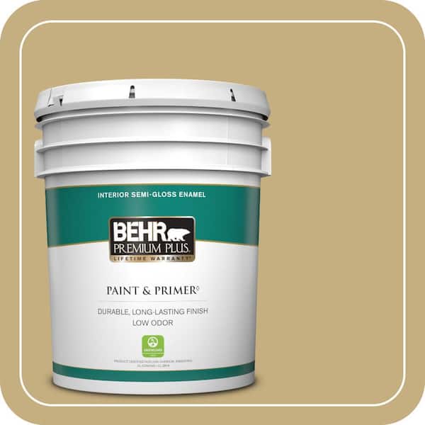 BEHR PREMIUM PLUS 5 gal. #MQ2-29 Cliff Ridge Semi-Gloss Enamel Low Odor Interior Paint & Primer