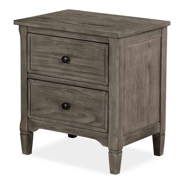 Ramponi Wire-Brushed Warm Gray 2-Drawer Nightstand