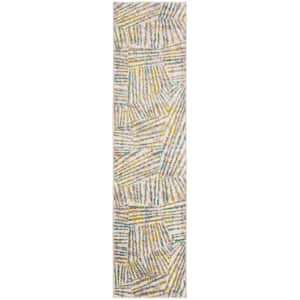 Skyler Gray/Green 2 ft. x 8 ft. Striped Geometric Runner Rug