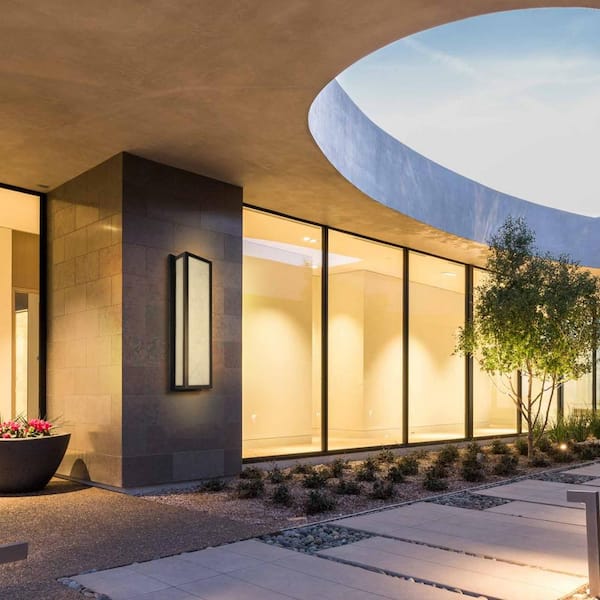 YANSUN 25 in. 30-Watt Black Outdoor Rectangle Hardwired Integrated